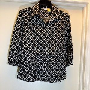 💖 5/$25 💖 Harve' Benard  Circle Geometric Print 3/4  Sleeve Blouse